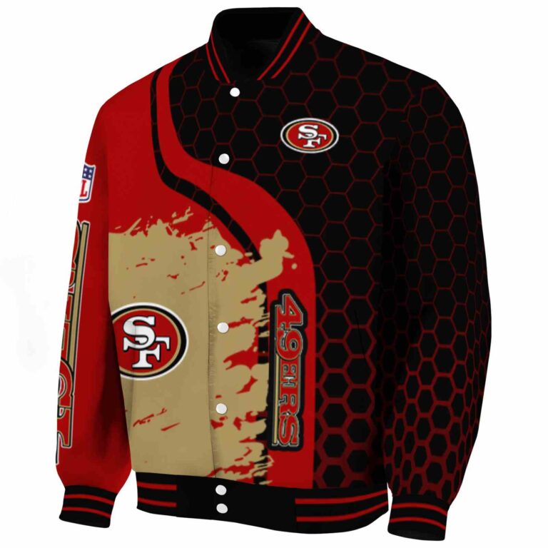 san francisco 49ers hexagonal pattern red black jacket best selling