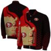 san francisco 49ers hexagonal pattern red black jacket fashion forward
