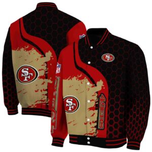 san francisco 49ers hexagonal pattern red black jacket fashion forward
