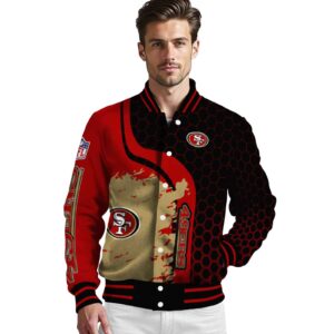 san francisco 49ers hexagonal pattern red black jacket high quality