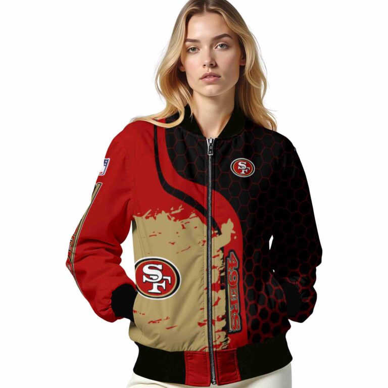 san francisco 49ers hexagonal pattern red black jacket latest model