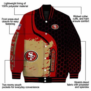 san francisco 49ers hexagonal pattern red black jacket new arrival