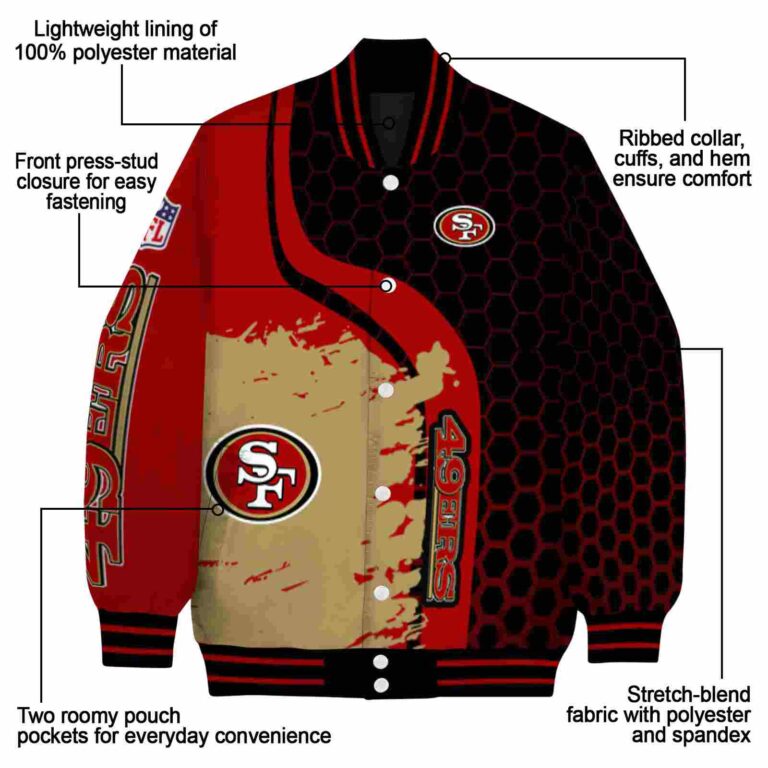 san francisco 49ers hexagonal pattern red black jacket new arrival