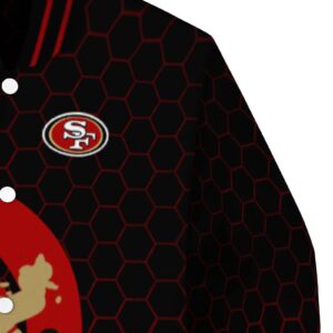 san francisco 49ers hexagonal pattern red black jacket premium grade