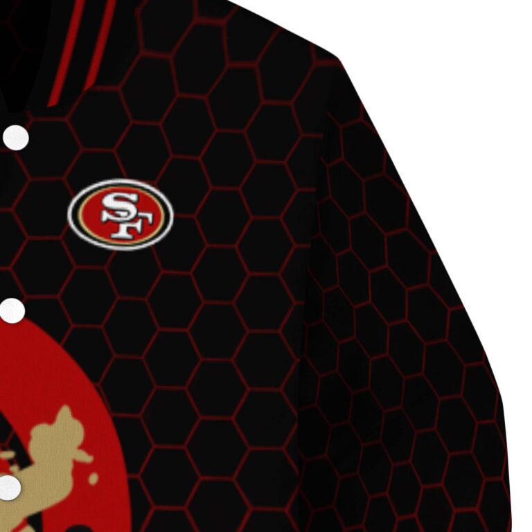 san francisco 49ers hexagonal pattern red black jacket premium grade