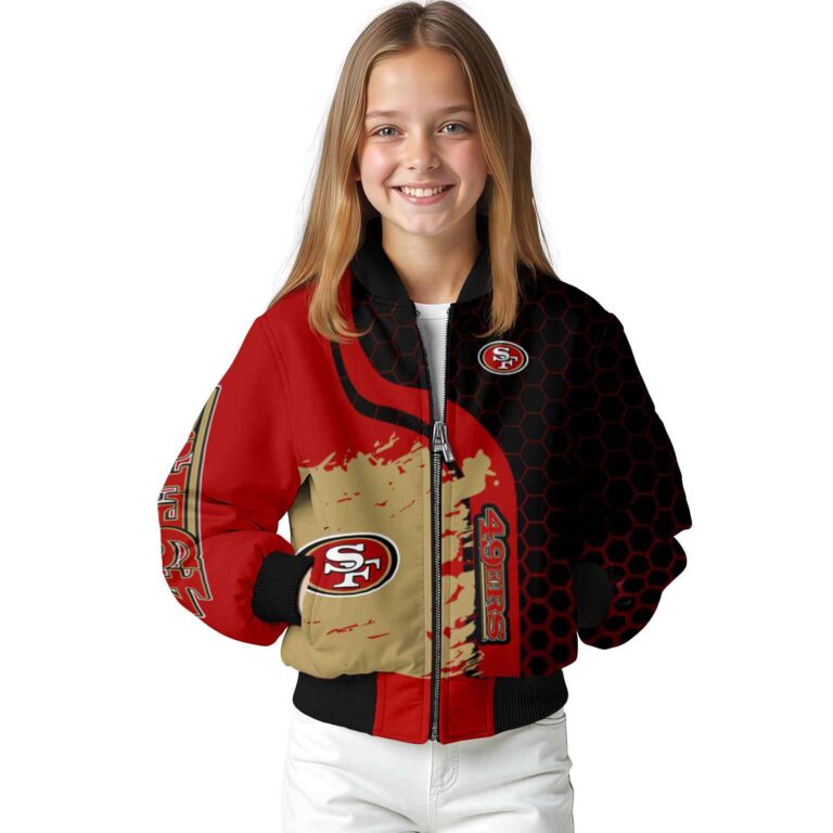 san francisco 49ers hexagonal pattern red black jacket top rated