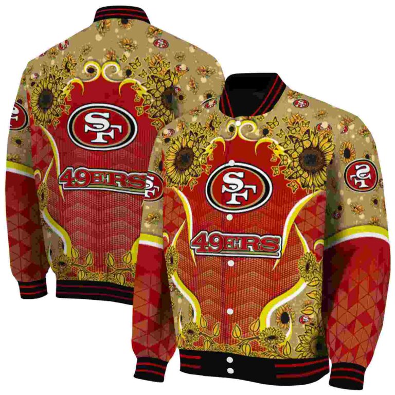 san francisco 49ers sunflower bloom red yellow jacket fashion forward