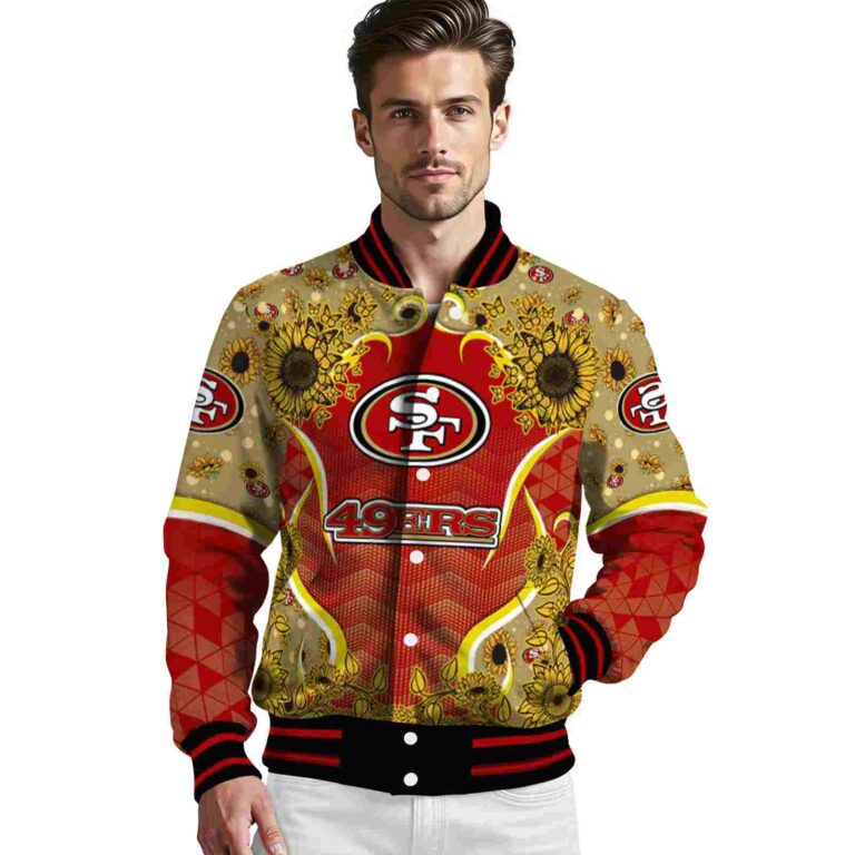 san francisco 49ers sunflower bloom red yellow jacket high quality