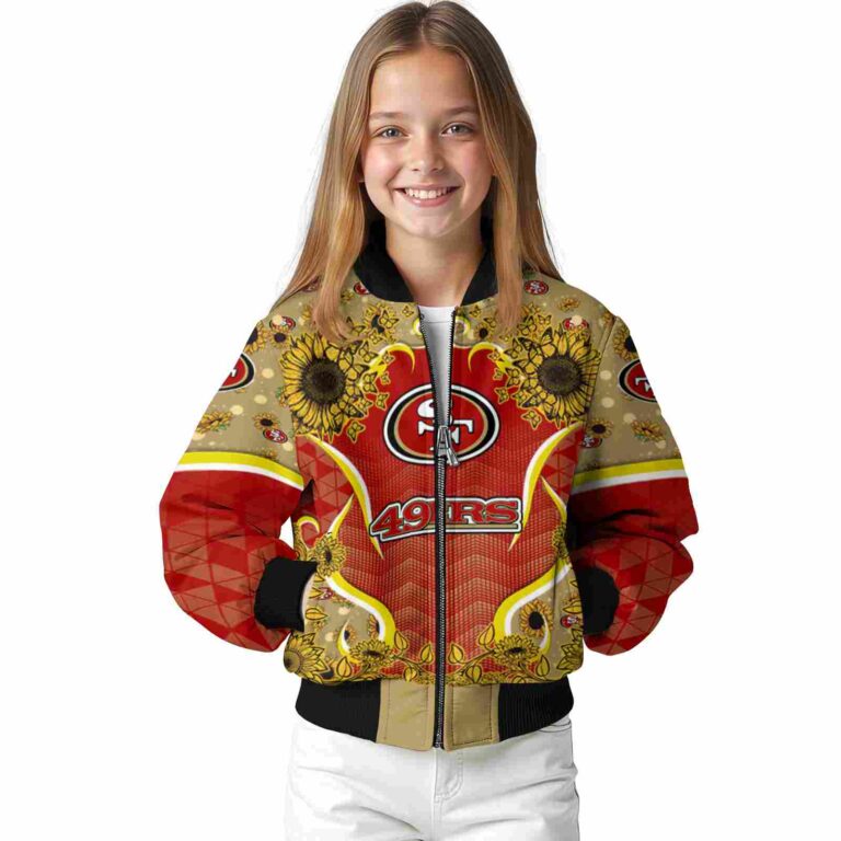 san francisco 49ers sunflower bloom red yellow jacket top rated
