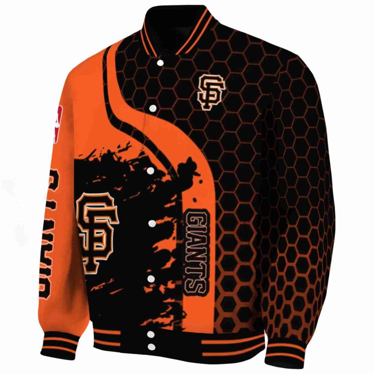 san francisco giants hexagonal pattern orange black jacket best selling