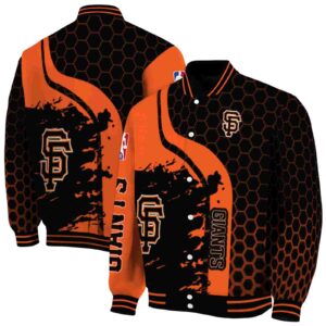 san francisco giants hexagonal pattern orange black jacket fashion forward