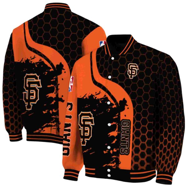 san francisco giants hexagonal pattern orange black jacket fashion forward