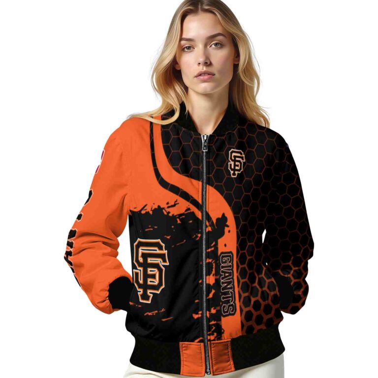 san francisco giants hexagonal pattern orange black jacket latest model