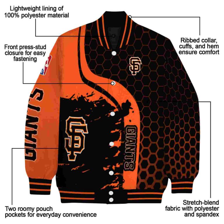 san francisco giants hexagonal pattern orange black jacket new arrival