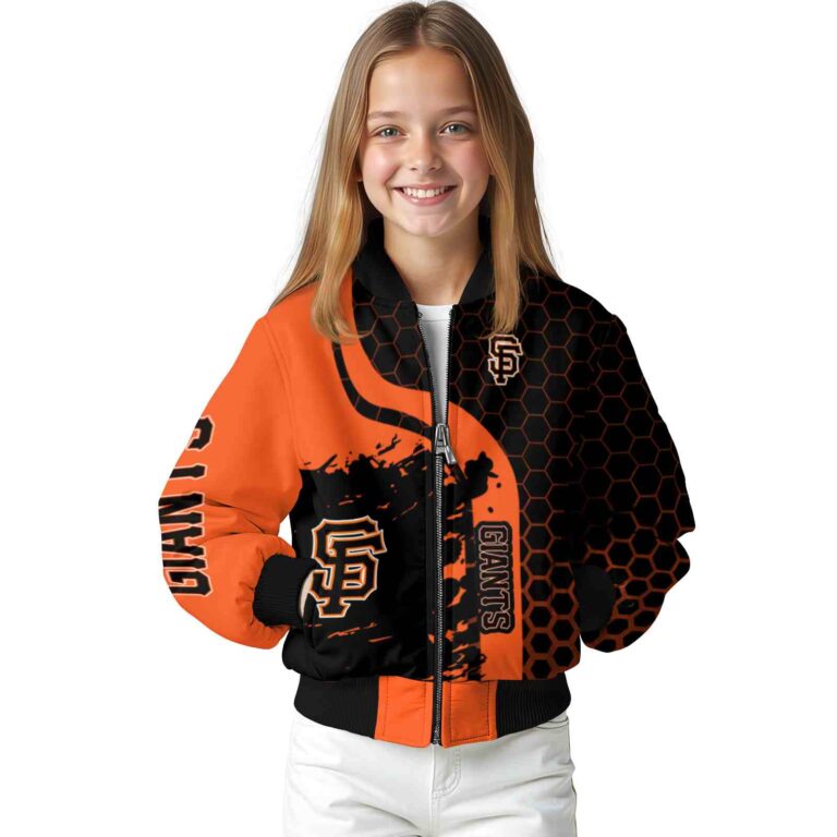 san francisco giants hexagonal pattern orange black jacket top rated