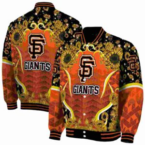 san francisco giants sunflower bloom orange yellow jacket fashion forward