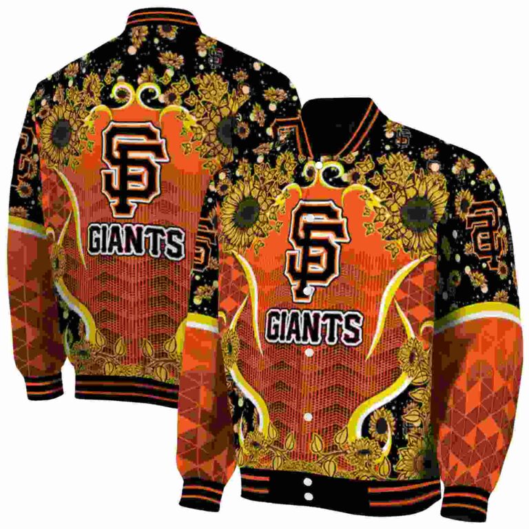 san francisco giants sunflower bloom orange yellow jacket fashion forward