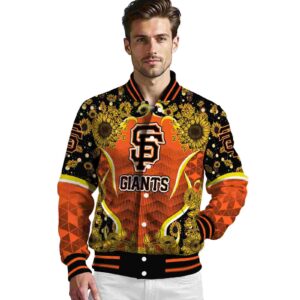 san francisco giants sunflower bloom orange yellow jacket high quality