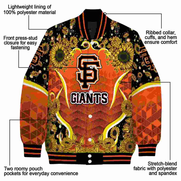 san francisco giants sunflower bloom orange yellow jacket new arrival
