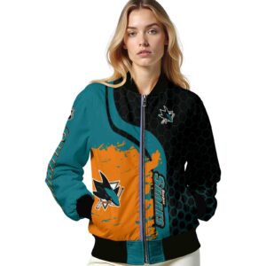 san jose sharks hexagonal pattern teal black jacket latest model