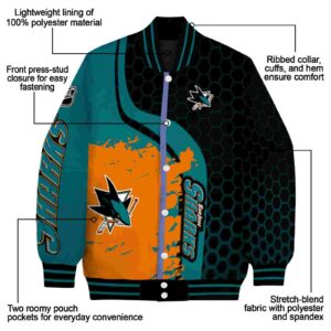 san jose sharks hexagonal pattern teal black jacket new arrival