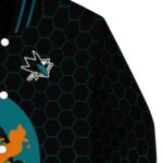 san jose sharks hexagonal pattern teal black jacket best selling