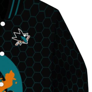 san jose sharks hexagonal pattern teal black jacket premium grade