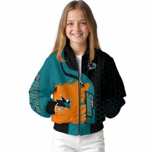 san jose sharks hexagonal pattern teal black jacket top rated