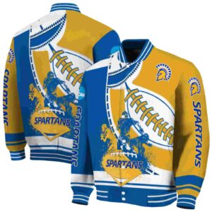 san jose state spartans baseball stitching gold white jacket fashion forward