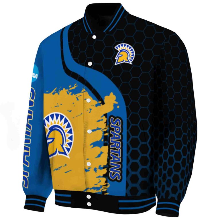 san jose state spartans hexagonal pattern blue black jacket best selling