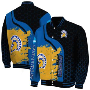 san jose state spartans hexagonal pattern blue black jacket fashion forward