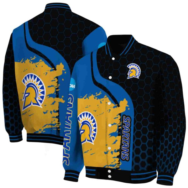 san jose state spartans hexagonal pattern blue black jacket fashion forward