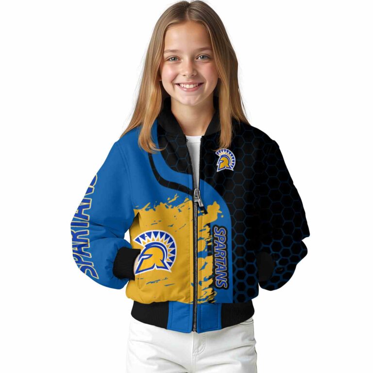 san jose state spartans hexagonal pattern blue black jacket top rated