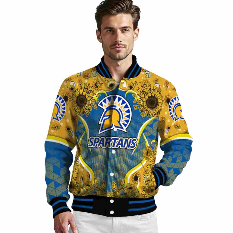 san jose state spartans sunflower bloom blue yellow jacket high quality