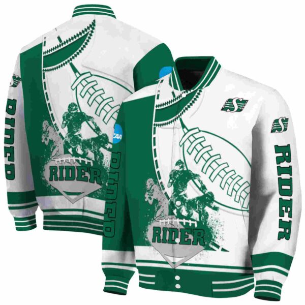 saskatchewan roughriders baseball stitching white jacket fashion forward