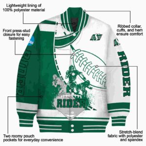 saskatchewan roughriders baseball stitching white jacket new arrival