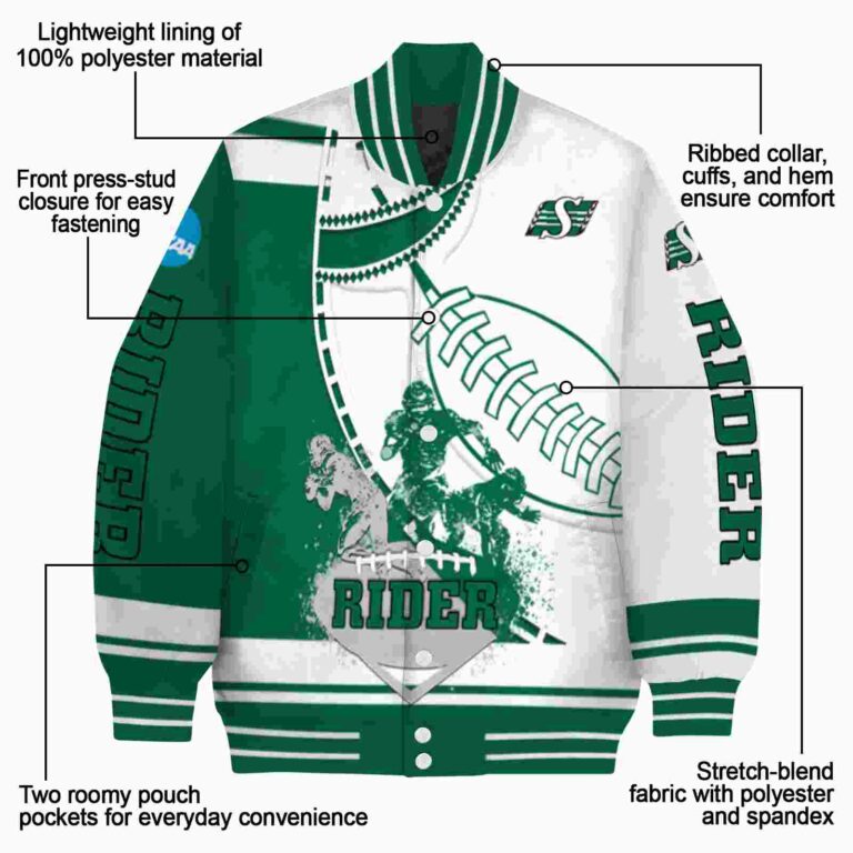 saskatchewan roughriders baseball stitching white jacket new arrival