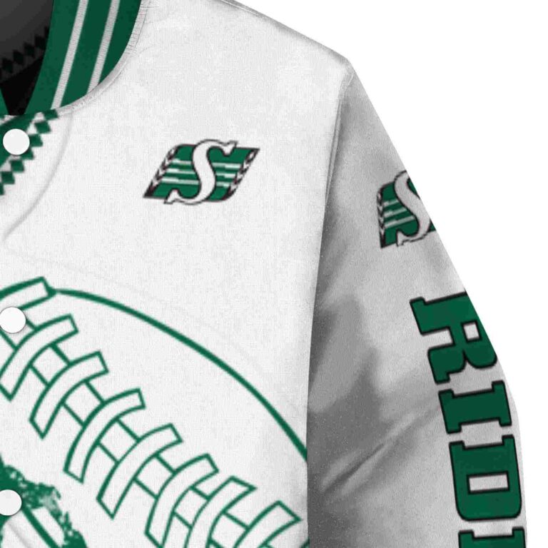 saskatchewan roughriders baseball stitching white jacket premium grade