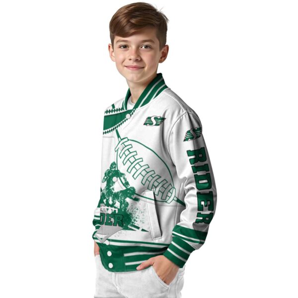 saskatchewan roughriders baseball stitching white jacket trendy