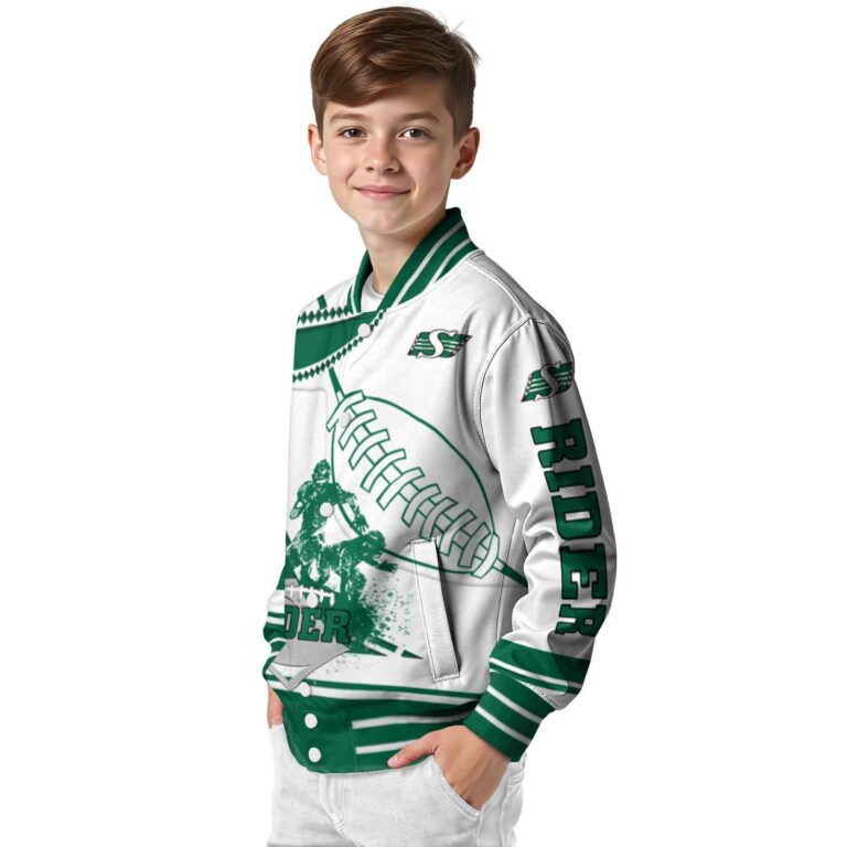 saskatchewan roughriders baseball stitching white jacket trendy
