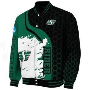 saskatchewan roughriders hexagonal pattern green black jacket best selling