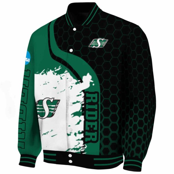 saskatchewan roughriders hexagonal pattern green black jacket best selling