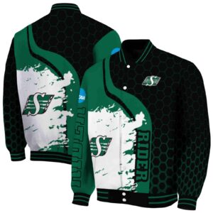 saskatchewan roughriders hexagonal pattern green black jacket fashion forward