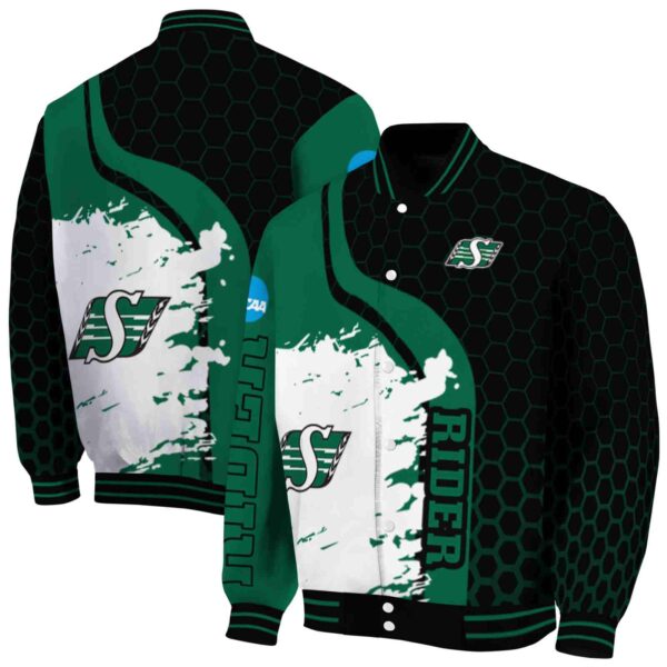 saskatchewan roughriders hexagonal pattern green black jacket fashion forward