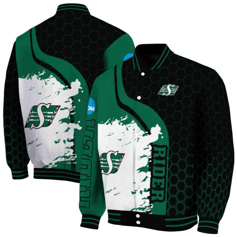 saskatchewan roughriders hexagonal pattern green black jacket fashion forward