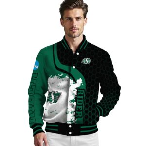 saskatchewan roughriders hexagonal pattern green black jacket high quality