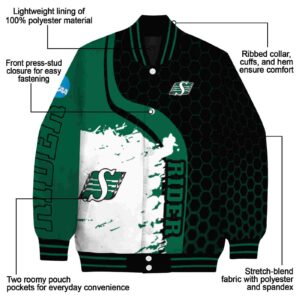 saskatchewan roughriders hexagonal pattern green black jacket new arrival