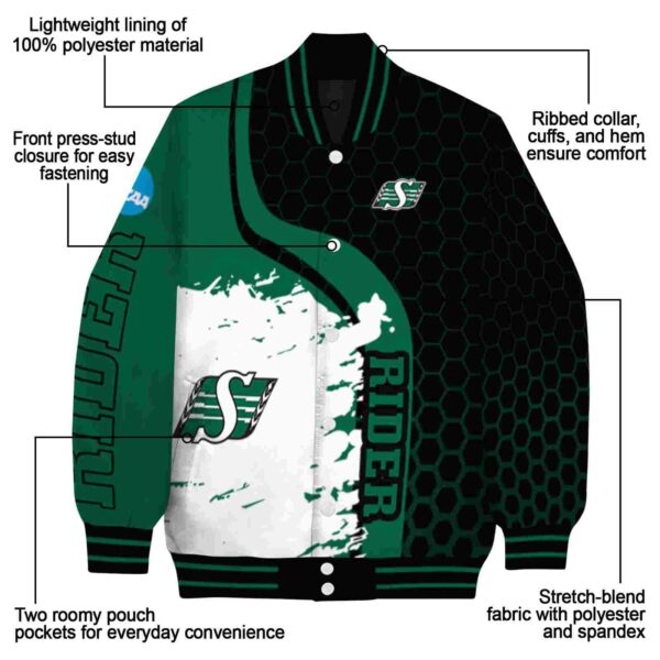 saskatchewan roughriders hexagonal pattern green black jacket new arrival