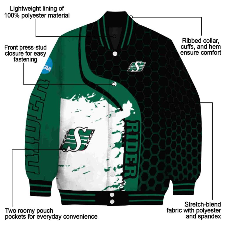 saskatchewan roughriders hexagonal pattern green black jacket new arrival