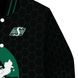 saskatchewan roughriders hexagonal pattern green black jacket premium grade